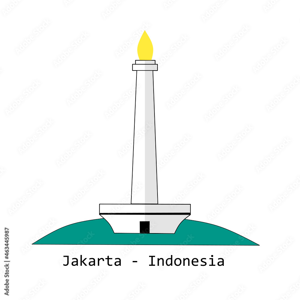 This is an illustrative icon of the city of Jakarta - Indonesia which is often called the Monas Monument This is an illustrative icon of the city of Jakarta - Indonesia which is often called the Monas Monument