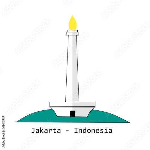 This is an illustrative icon of the city of Jakarta - Indonesia which is often called the Monas Monument