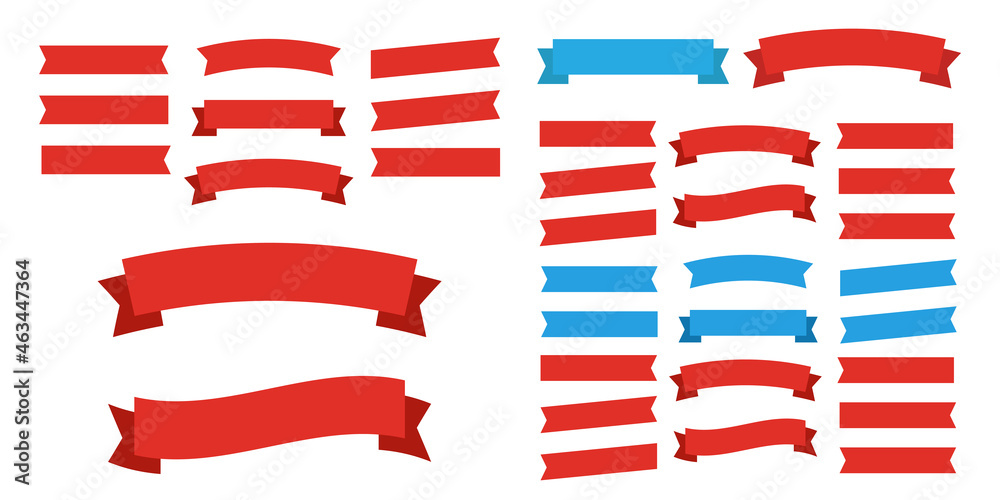 Red glossy ribbon vector banners.Flat vector ribbons Red glossy ribbon vector banners.Flat vector ribbons