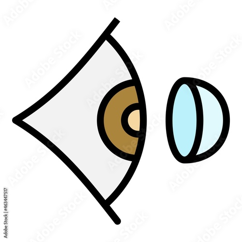 Contact lens and eye icon. Outline contact lens and eye vector icon color flat isolated