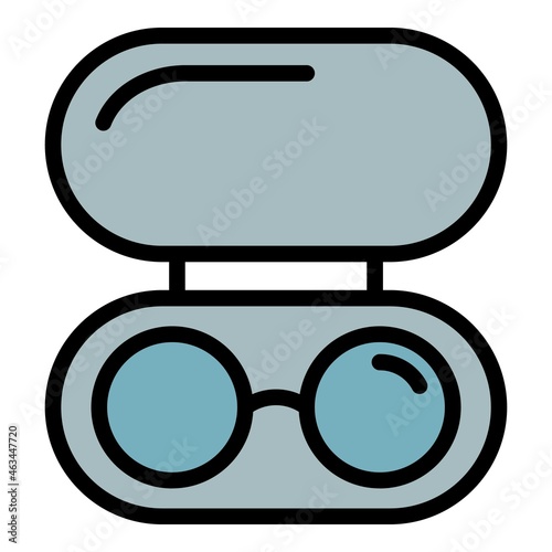 Glasses in case icon. Outline glasses in case vector icon color flat isolated
