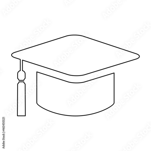 Cap, hat symbol isolated on white background. Graduate education illustration vector icon, success web button