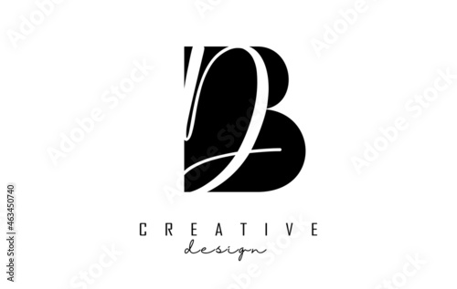 Letters BD b d Logo with a minimalist design. Letters B and D with geometric and handwritten typography.