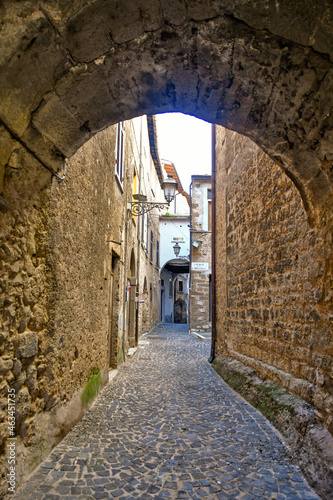 An alley of Villa Santo Stefano  a medieval town of Lazio region  Italy.
