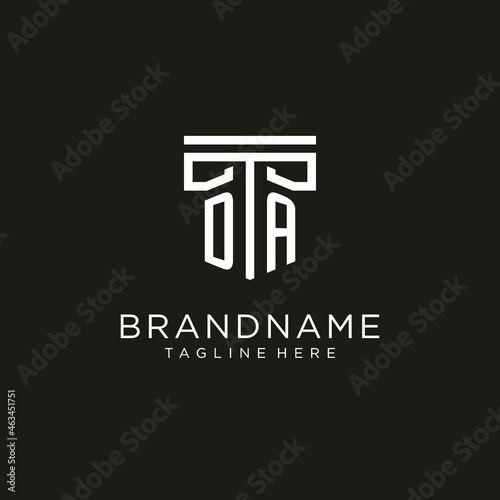 DA initial logo with geometric pillar style design