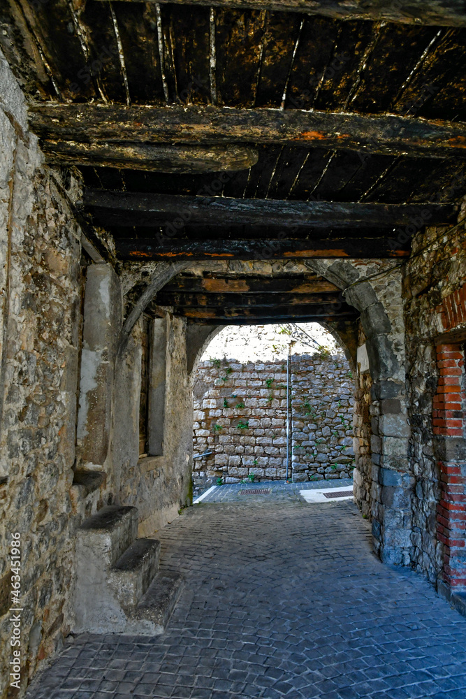 Fototapeta premium An alley of Villa Santo Stefano, a medieval town of Lazio region, Italy.