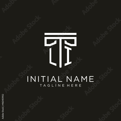 LI initial logo with geometric pillar style design