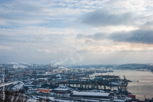 Murmansk city in winter. Kola Peninsula