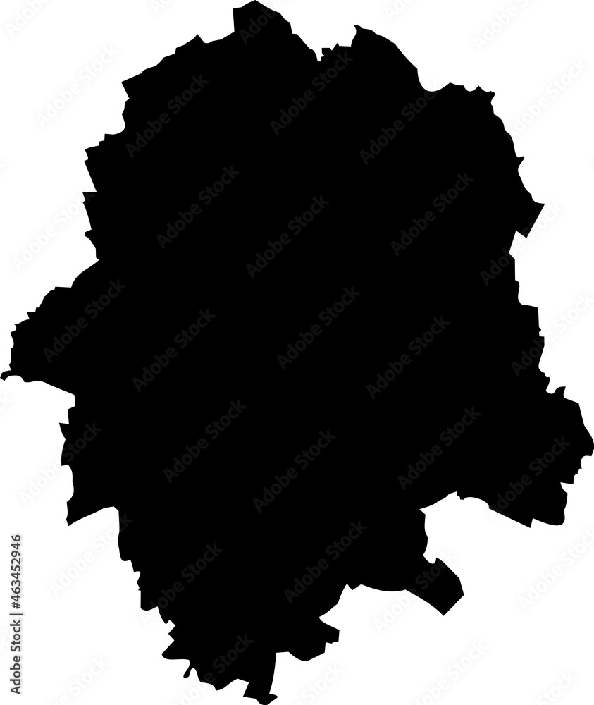 Simple vector black administrative map of the German regional capital city of Münster-Muenster, Germany