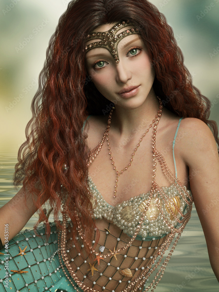 Little Mermaid, 3d CG - obrazy, fototapety, plakaty 
