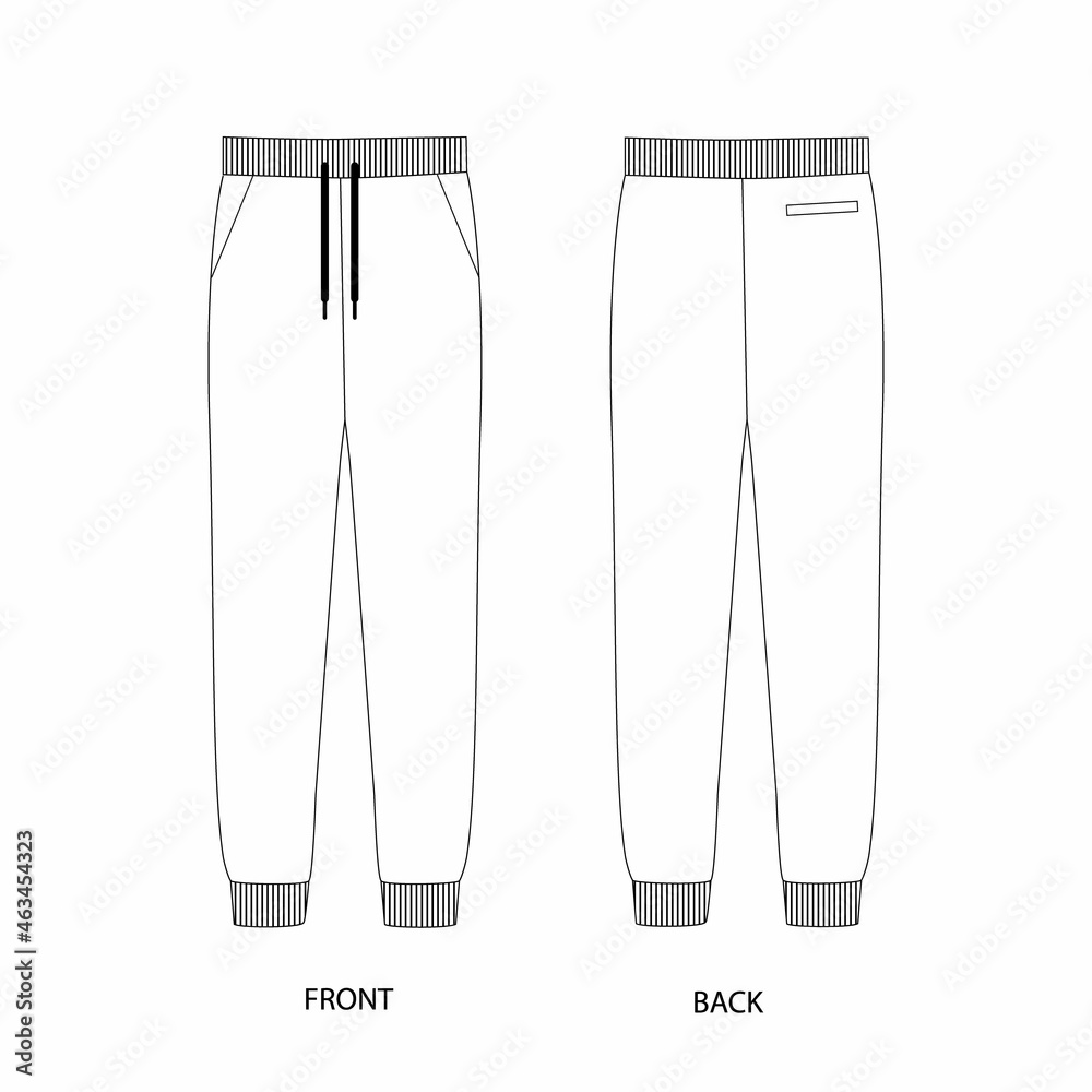 Vector illustration of joggers pants. Pants template design. Sports ...
