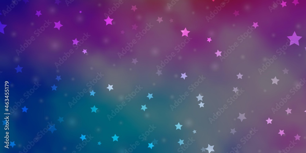 Fototapeta premium Light Blue, Red vector background with small and big stars.