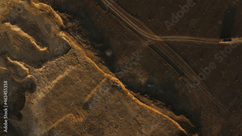 tire tracks on sand photo