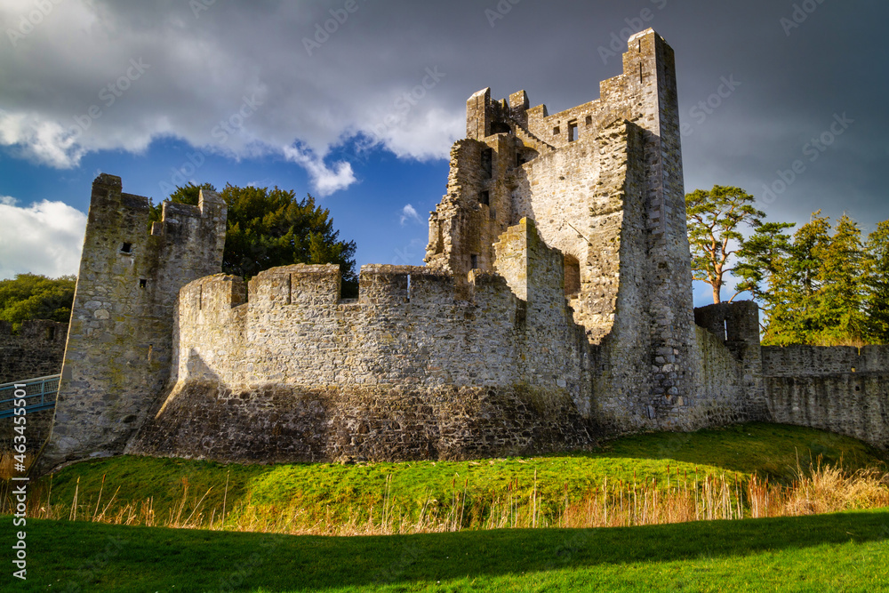 Ruins of the castle in Adare at sunset, Ireland