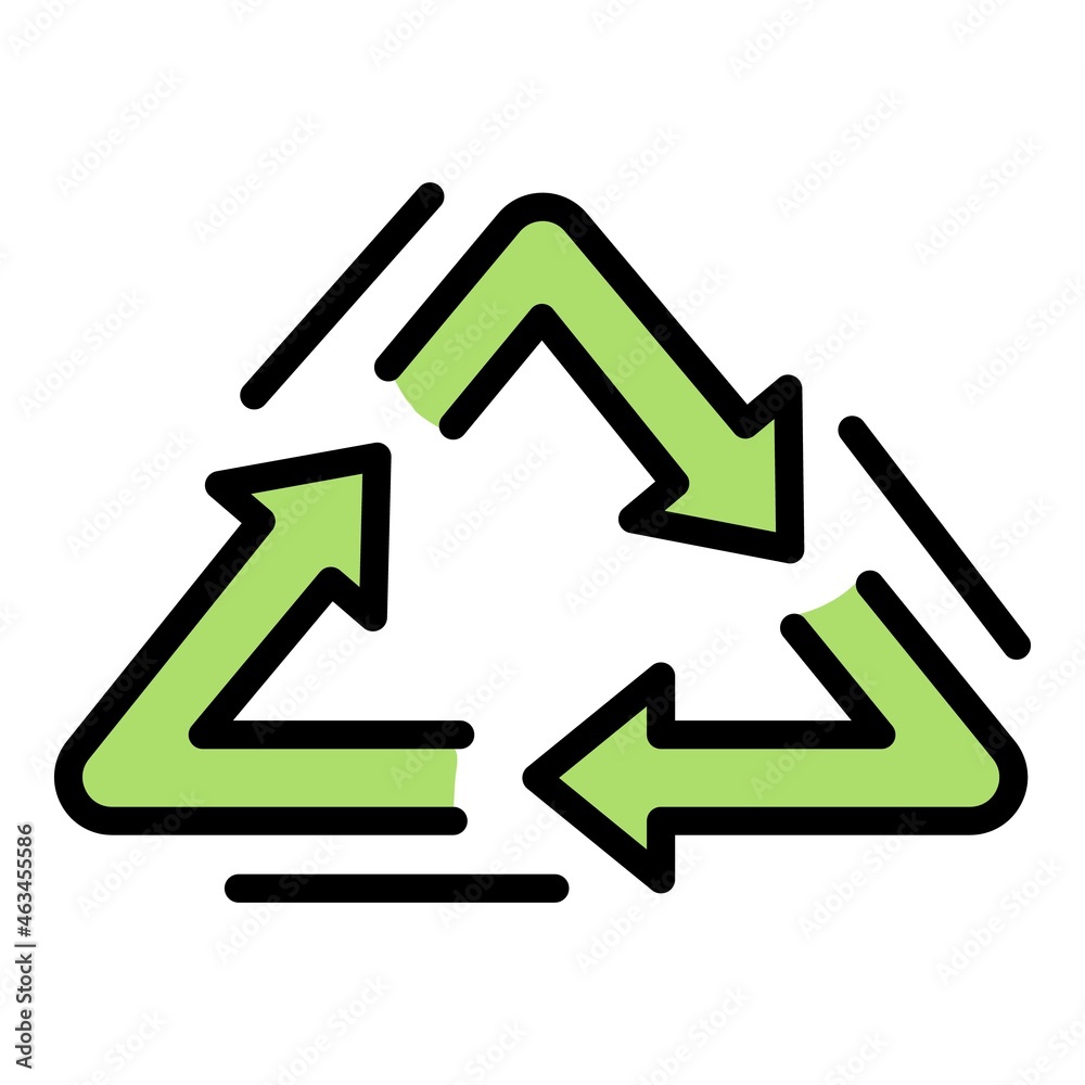 Recycle triangle icon. Outline recycle triangle vector icon color flat isolated Recycle triangle icon. Outline recycle triangle vector icon color flat isolated