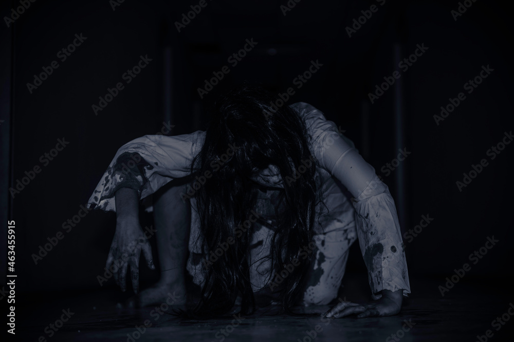 Portrait of asian woman make up ghost,Scary horror scene for background,Halloween festival concept,Ghost movies poster Portrait of asian woman make up ghost,Scary horror scene for background,Halloween festival concept,Ghost movies poster