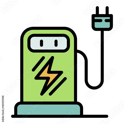 Charge station icon. Outline charge station vector icon color flat isolated