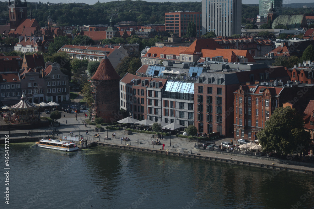 Aerial vview of Gdansk old town summer seaside