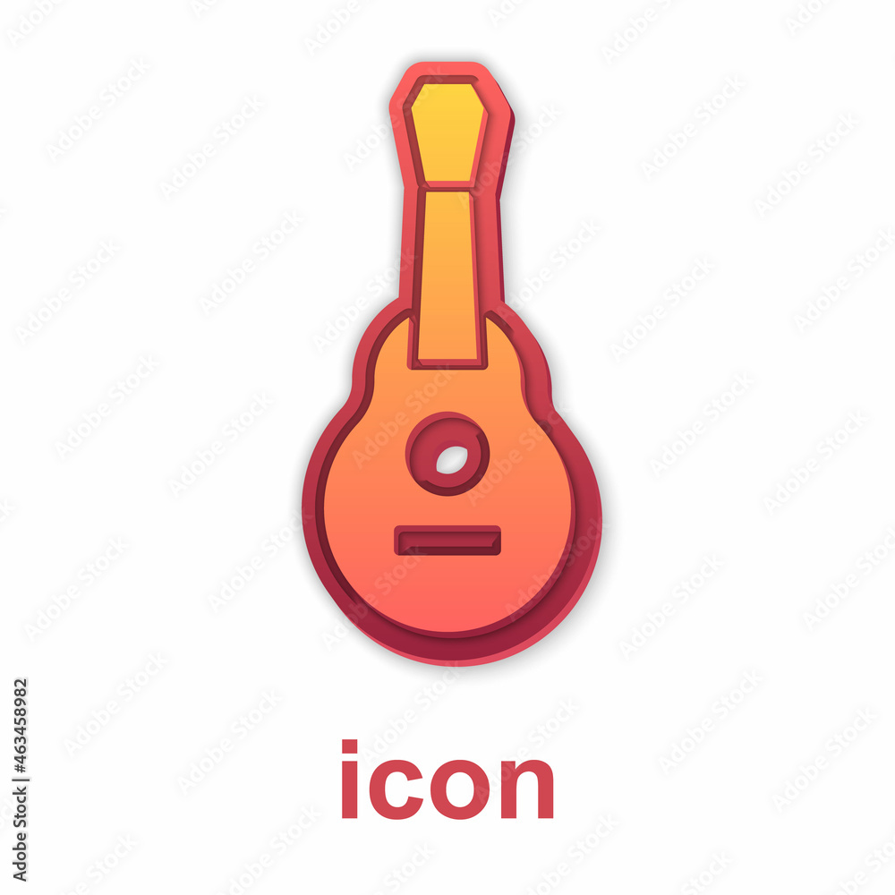 Gold Mexican guitar icon isolated on white background. Acoustic guitar. String musical instrument. Vector Gold Mexican guitar icon isolated on white background. Acoustic guitar. String musical instrument. Vector