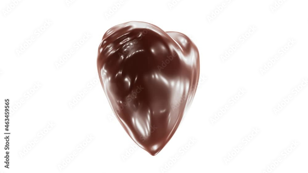 Realistic looping 3D animation of the spinning chocolate heart rendered in UHD with alpha matte
