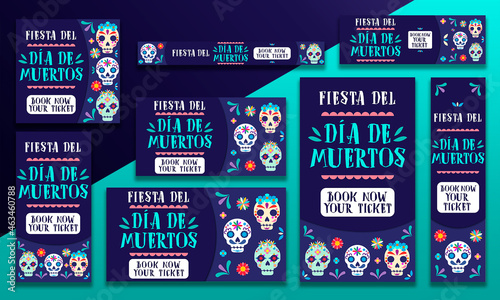 Dia de Muertos Day of Dead banners, google Ads, Instagram & Facebook Post & Stories 
