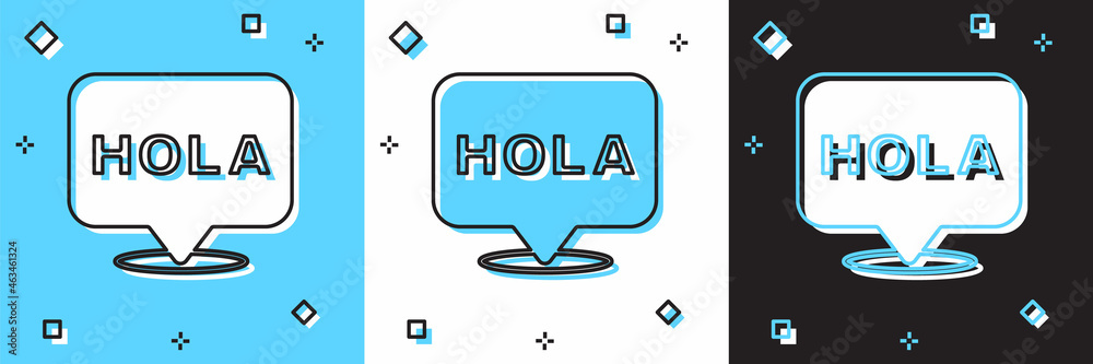 Set Hola icon isolated on blue and white, black background. Vector