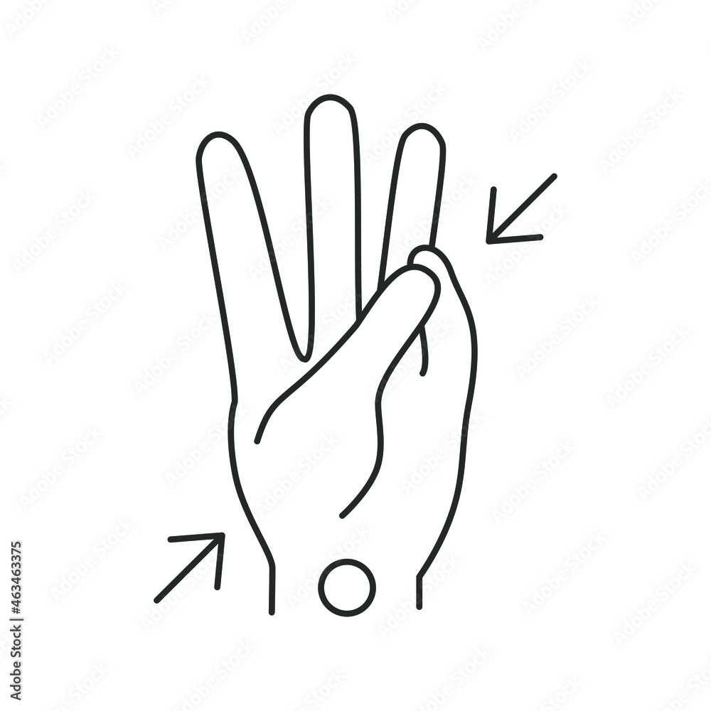 Carpal tunnel syndrome, line icon, take turns to touch with your thumb Carpal tunnel syndrome, line icon, take turns to touch with your thumb