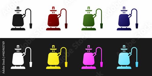 Set Hookah icon isolated on black and white background. Vector