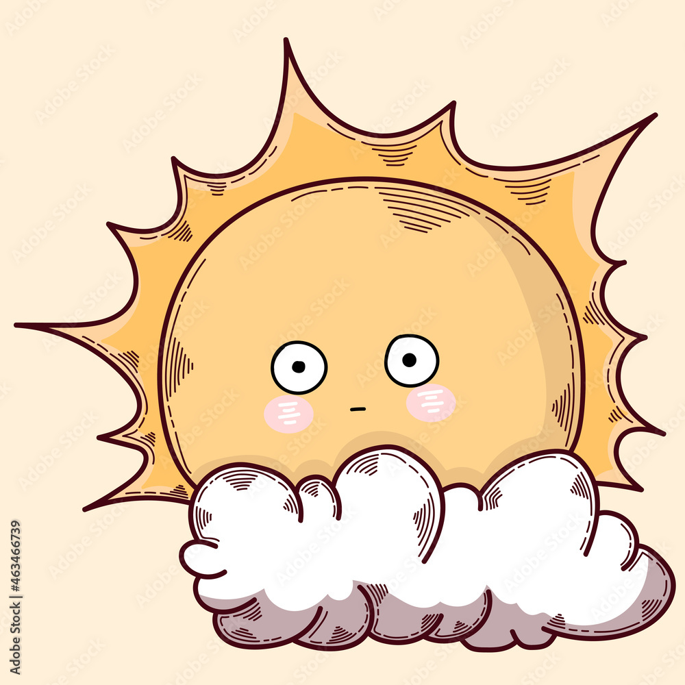 cartoon sun protected by clouds cartoon sun protected by clouds