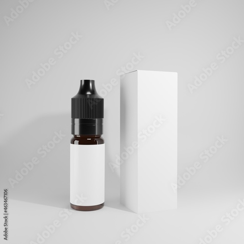 dropper bottle with a box on white background 3d render