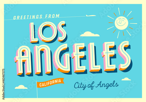 Greetings from Los Angeles, California - City of Angels - Touristic Postcard - EPS 10.