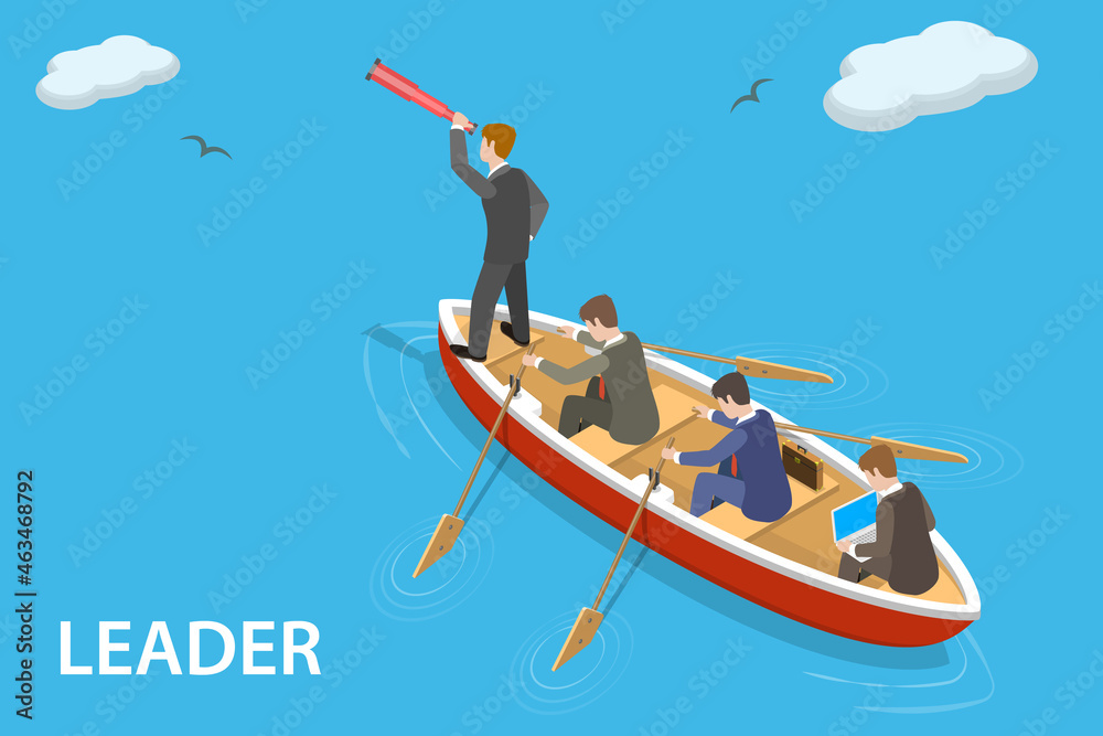 3D Isometric Flat Vector Conceptual Illustration of Business Leadership, Team Management