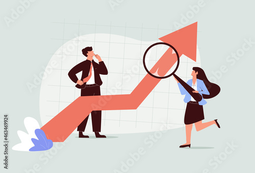 Stock market data analysis, financial research professional or investment and economic forecast concept, businessman.