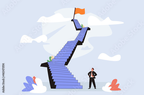 Career success as up direction for work rise achievement tiny person concept. Successful job development and growth.