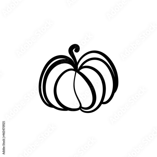 Abstract minimalist pumpkin line art logo, hand drawn autumn element.