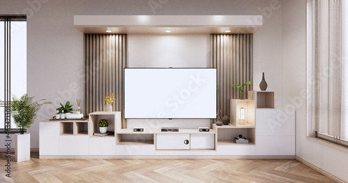 Interior  Cabinet in modern empty room on Livingroom. 3d rendering