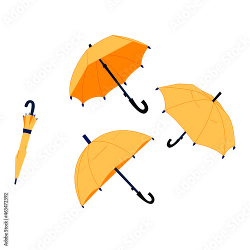 Umbrella from different sides. Vector cartoon illustration. Color