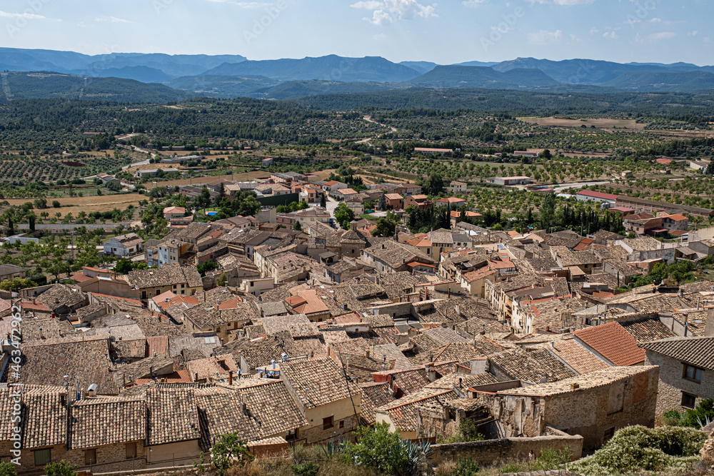 Rooftops of the village of La Fresnada in Teruel, Spain