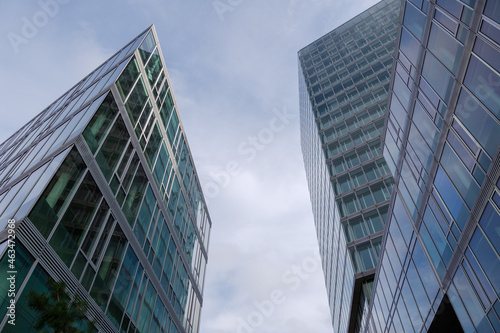 Exterior architectural detail modern facade of High-rise office buildings. Abstract Urban metropolis background.