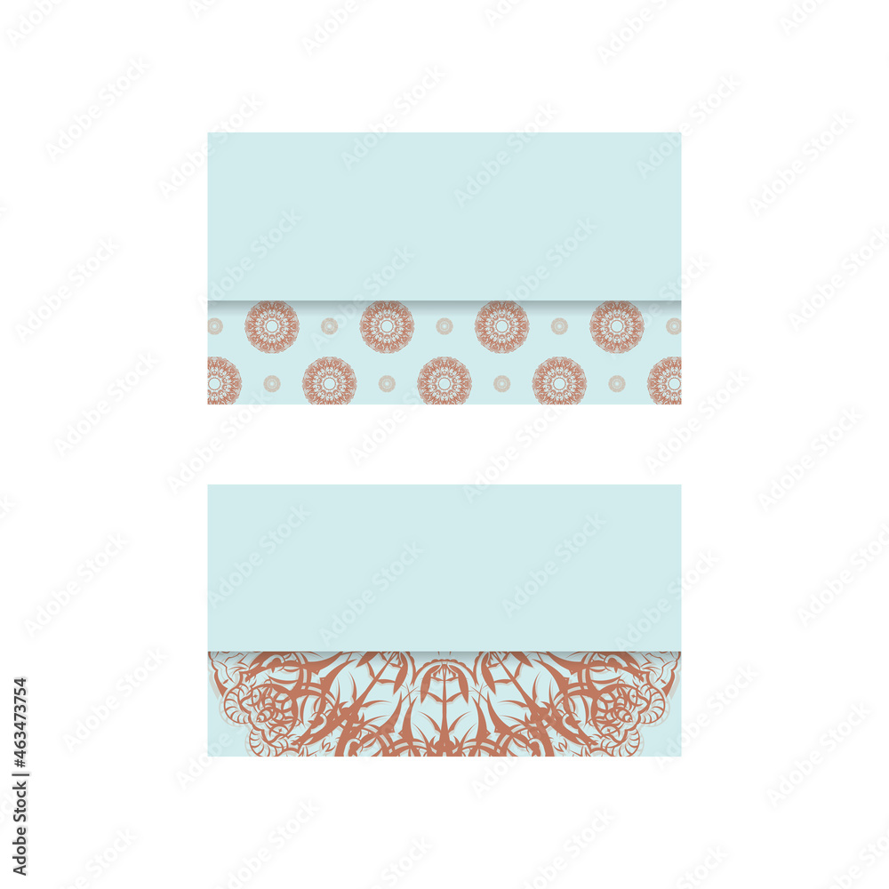 Business card in aquamarine with Greek coral pattern for your brand. Business card in aquamarine with Greek coral pattern for your brand.