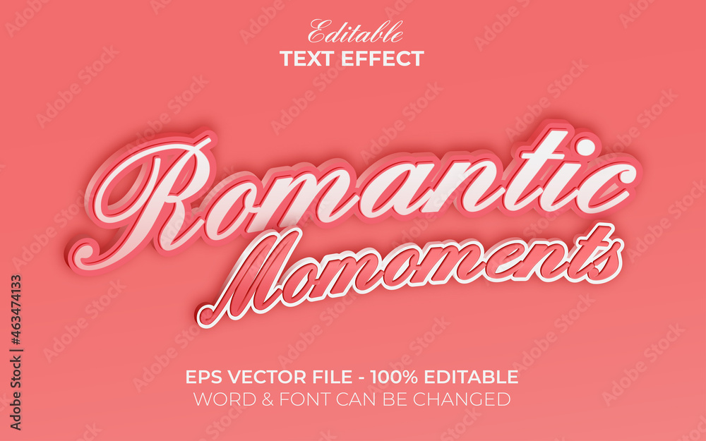 Romantic moments text effect style. Editable text effect pink theme.