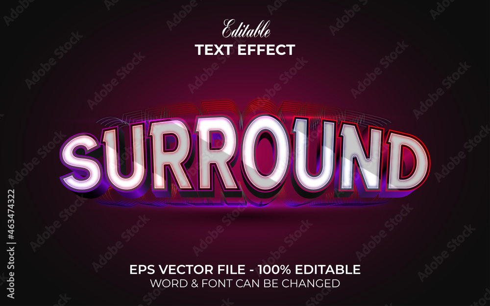 Fototapeta premium Surround text effect back light style. Editable text effect
