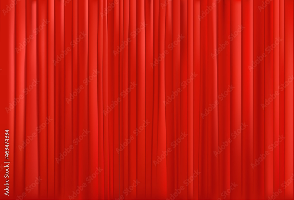 Red cinema curtain with folds. Realistic vector illustration Red cinema curtain with folds. Realistic vector illustration