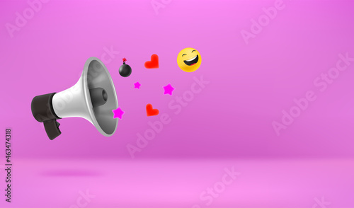 Megaphone with loud voice. Message concept
