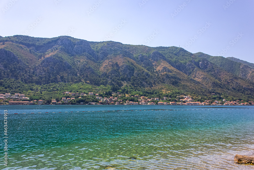 Montenegrin nature: turquoise sea and rocks. Coast of the Budva Riviera.