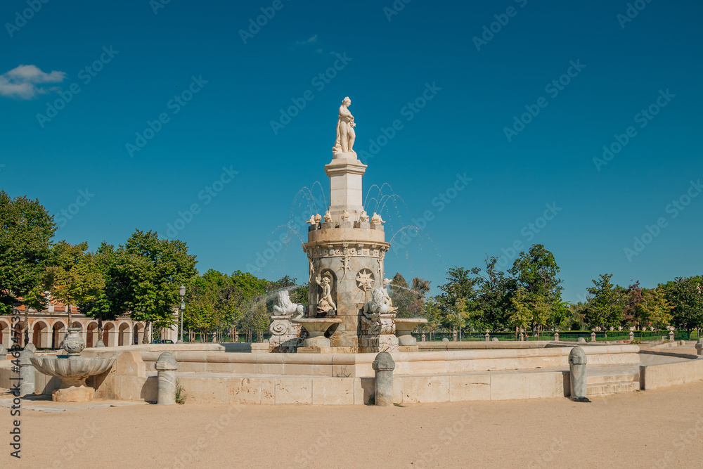 mariblanca square and fountain in aranjuez, spain