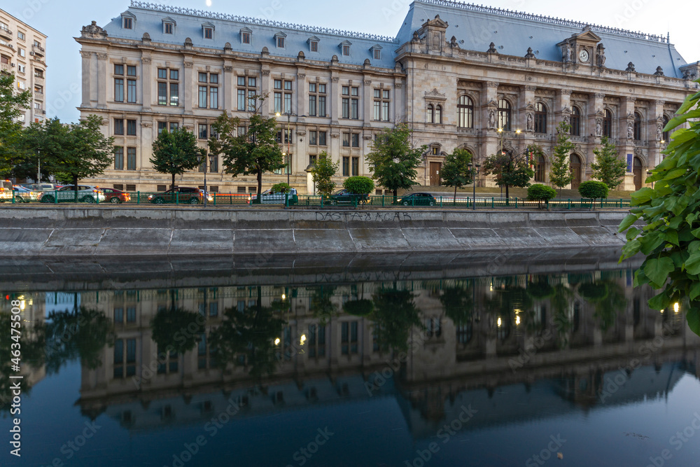 Palace of Justice and Dambovita River in Bucharest, Romania