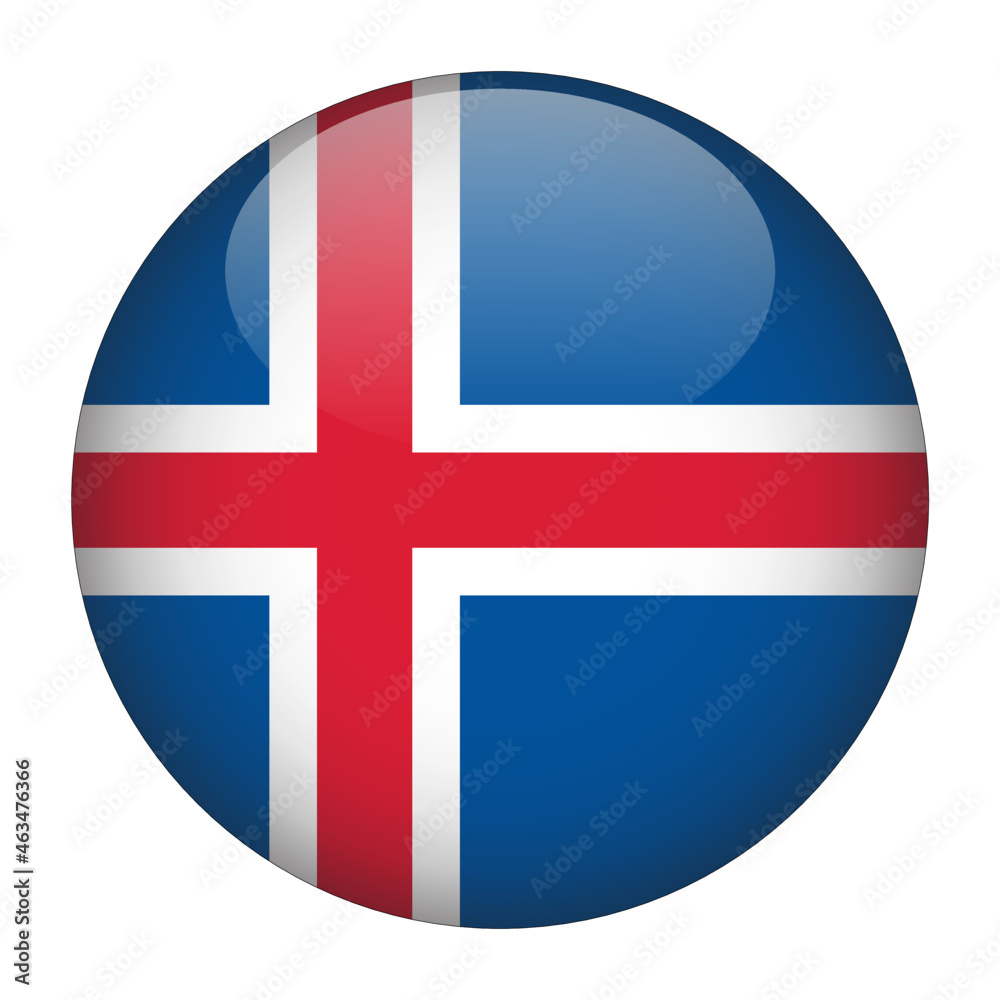 Iceland 3D Rounded Country Flag button Icon Iceland 3D Rounded Country Flag button Icon