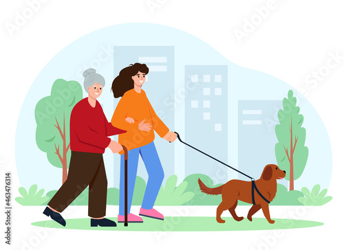 Social care for elderly people and volunteering concept.