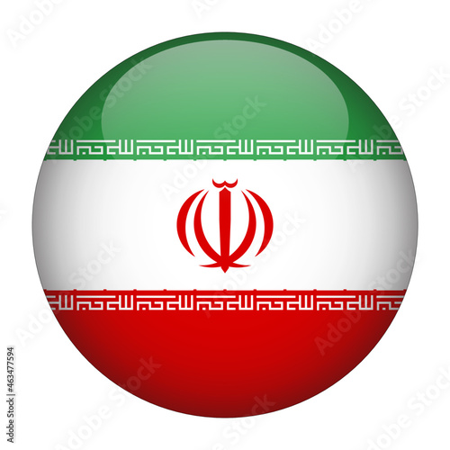 Iran 3D Rounded Country Flag button Icon